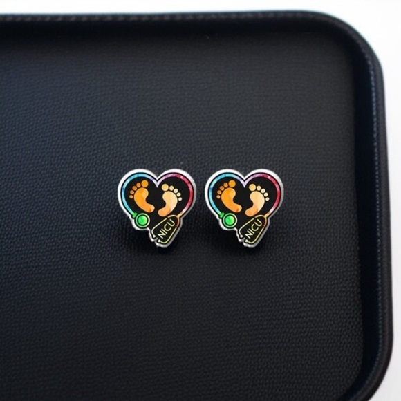 Sweet Hearts for Tiny Fighters: NICU Stud Earrings! ❤️ NWT Medical Staff Studs - Picture 2 of 4